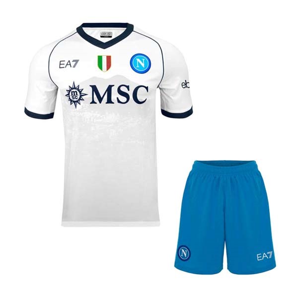 Camiseta Napoli Replica Segunda Ropa Niño 2023/24 Blanco